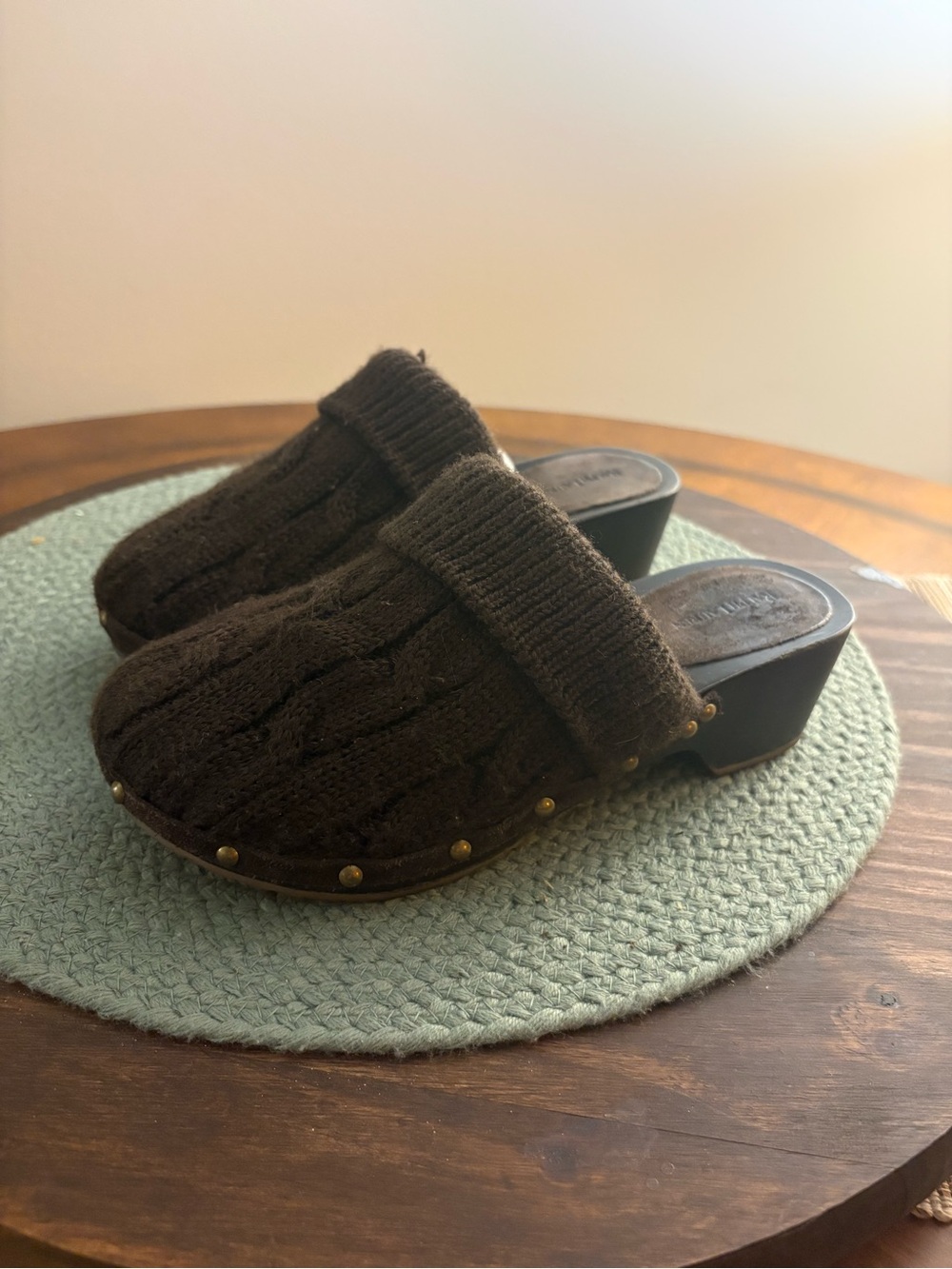 Vintage Ralph Lauren Brown Knit Clog Mules